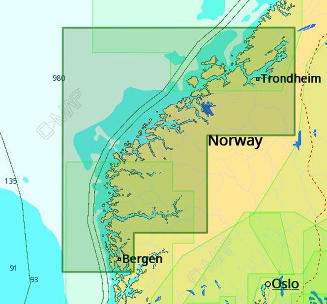 Hovedbilde C-Map: Bergen til Brandsfjorden
