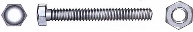 Hovedbilde Sekskantbolt m/mutter A4 DIN 933/934 8x60mm - ...